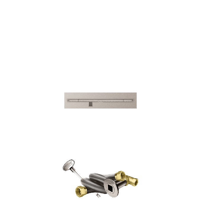 Firegear 36 Inch Linear Stainless Steel Natural Gas Flat Fire Pit Pan with T Burner and Match Light Ignition System