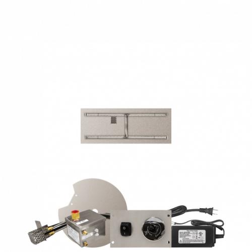 Firegear 36 Inch Rectangular Stainless Steel Natural Gas Flat Fire Pit Pan with H Burner and All Weather Electronic Ignition System