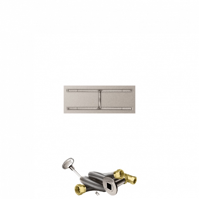 Firegear 36 Inch Rectangular Stainless Steel Natural Gas Flat Fire Pit Pan with H Burner and Match Light Ignition System