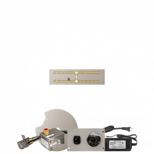 Firegear 36 Inch Rectangular Stainless Steel Natural Gas Flat Fire Pit Pan with Pro Series Brass H Burner and All Weather Electronic Ignition System