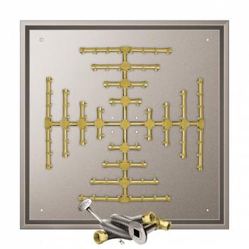 Firegear 38 Inch Square Stainless Steel Gas Drop In Fire Pit Pan with Pro Series Brass Snowflake Burner and Match Light Ignition System350