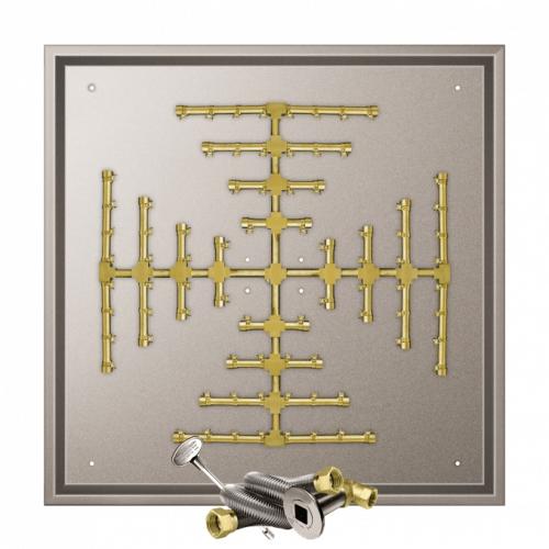Firegear 38 Inch Square Stainless Steel Propane Gas Drop In Fire Pit Pan with Pro Series Brass Snowflake Burner and Match Light Ignition System