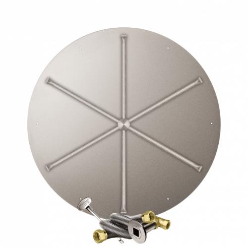 Firegear 44 Inch Round Stainless Steel Natural Gas Flat Fire Pit Pan with 36 Inch Spur Burner and Match Light Ignition System