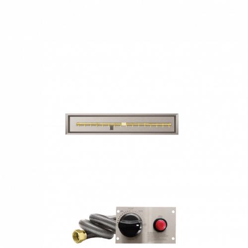 Firegear 42 Inch Linear Stainless Steel Natural Gas Drop In Fire Pit Pan with Pro Series Brass T Burner and Safety Pilot Spark Ignition System