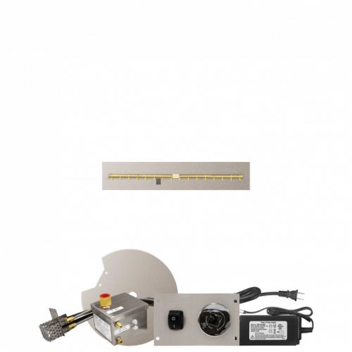 Firegear 42 Inch Linear Stainless Steel Natural Gas Flat Fire Pit Pan with Pro Series Brass T Burner and All Weather Electronic Ignition System