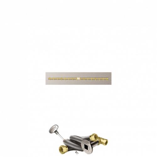 Firegear 42 Inch Linear Stainless Steel Natural Gas Flat Fire Pit Pan with Pro Series Brass T Burner and Match Light Ignition System