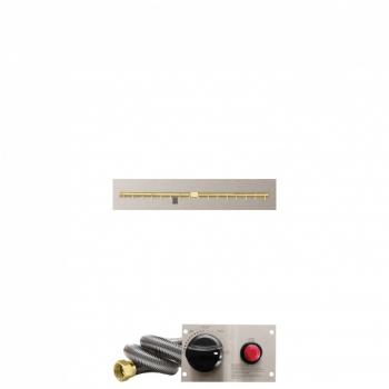 Firegear 42 Inch Linear Stainless Steel Gas Flat Fire Pit Pan with Pro Series Brass T Burner and Safety Pilot Spark Ignition System350