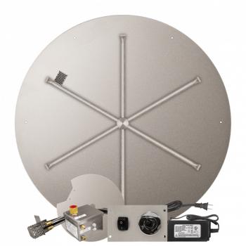 Firegear 44 Inch Round Stainless Steel Gas Flat Fire Pit Pan with 36 Inch Spur Burner and All Weather Electronic Ignition System350