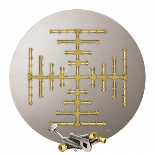 Firegear 44 Inch Round Stainless Steel Propane Gas Flat Fire Pit Pan with Pro Series Brass Snowflake Burner and Match Light Ignition System