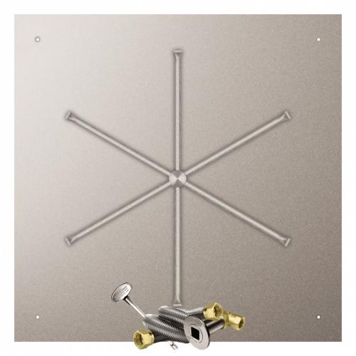 Firegear 46 Inch Square Stainless Steel Natural Gas Flat Fire Pit Pan with 36 Inch Spur Burner and Match Light Ignition System