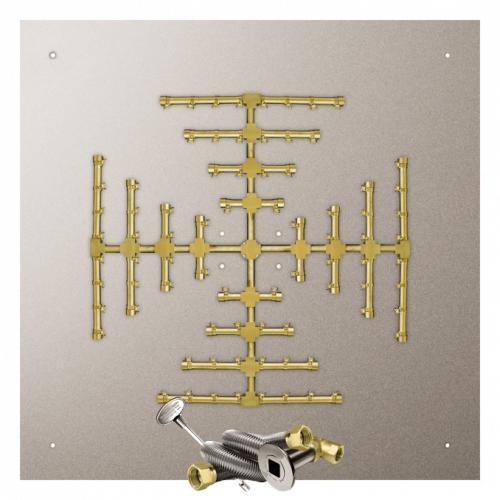 Firegear 46 Inch Square Stainless Steel Propane Gas Flat Fire Pit Pan with Pro Series Brass Snowflake Burner and Match Light Ignition System
