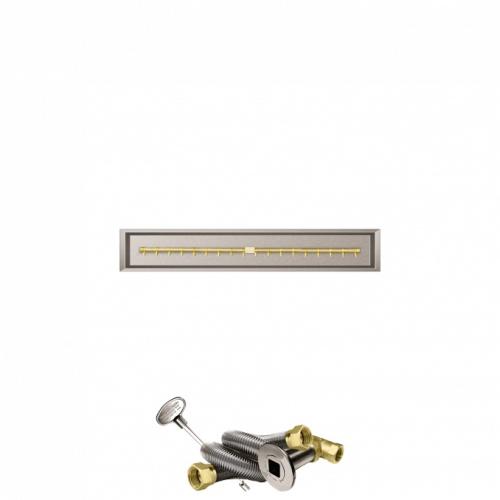 Firegear 48 Inch Linear Stainless Steel Natural Gas Drop In Fire Pit Pan with Pro Series Brass T Burner and Match Light Ignition System