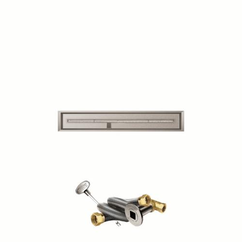 Firegear 48 Inch Linear Stainless Steel Natural Gas Drop In Fire Pit Pan with T Burner and Match Light Ignition System