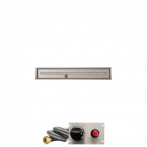 Firegear 48 Inch Linear Stainless Steel Propane Gas Drop In Fire Pit Pan with T Burner and Safety Pilot Spark Ignition System