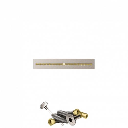 Firegear 48 Inch Linear Stainless Steel Natural Gas Flat Fire Pit Pan with Pro Series Brass T Burner and Match Light Ignition System