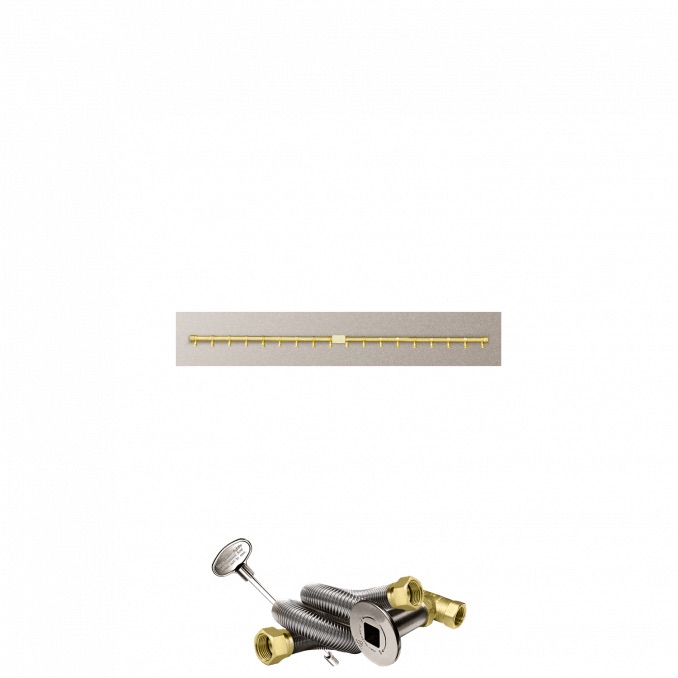 Firegear 48 Inch Linear Stainless Steel Natural Gas Flat Fire Pit Pan with Pro Series Brass T Burner and Match Light Ignition System