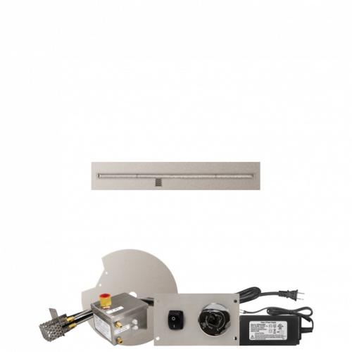 Firegear 48 Inch Linear Stainless Steel Natural Gas Flat Fire Pit Pan with T Burner and All Weather Electronic Ignition System