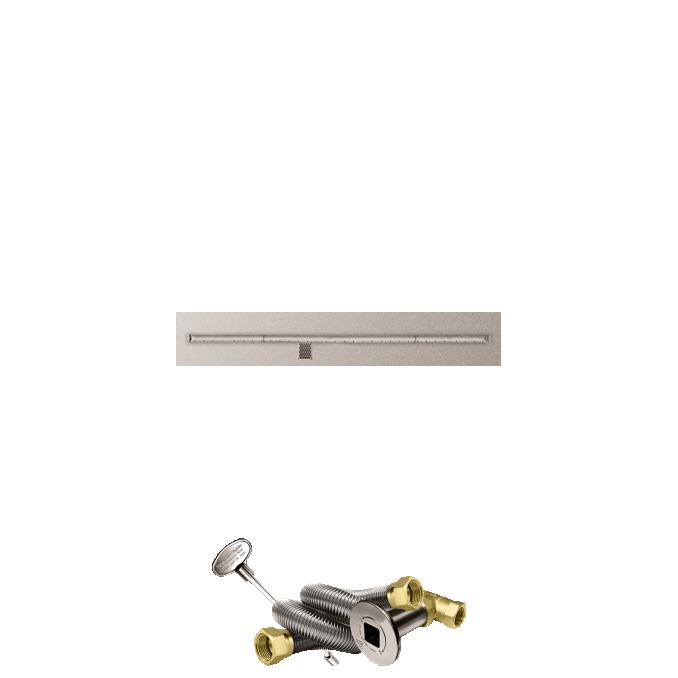 Firegear 48 Inch Linear Stainless Steel Natural Gas Flat Fire Pit Pan with T Burner and Match Light Ignition System