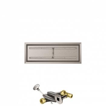 Firegear 48 Inch Rectangular Stainless Steel Gas Drop In Fire Pit Pan with H Burner and Match Light Ignition System350