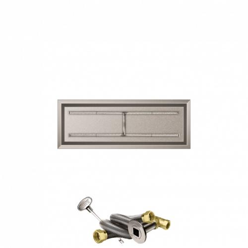 Firegear 48 Inch Rectangular Stainless Steel Natural Gas Drop In Fire Pit Pan with H Burner and Match Light Ignition System