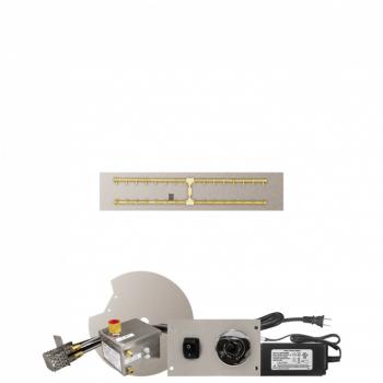 Firegear 48 Inch Rectangular Stainless Steel Gas Flat Fire Pit Pan with Pro Series Brass H Burner and All Weather Electronic Ignition System350