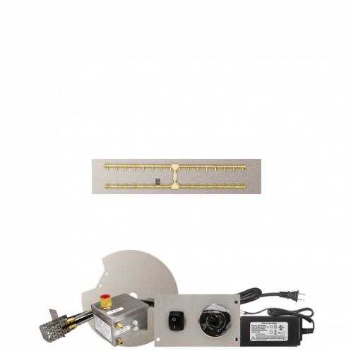 Firegear 48 Inch Rectangular Stainless Steel Propane Gas Flat Fire Pit Pan with Pro Series Brass H Burner and All Weather Electronic Ignition System