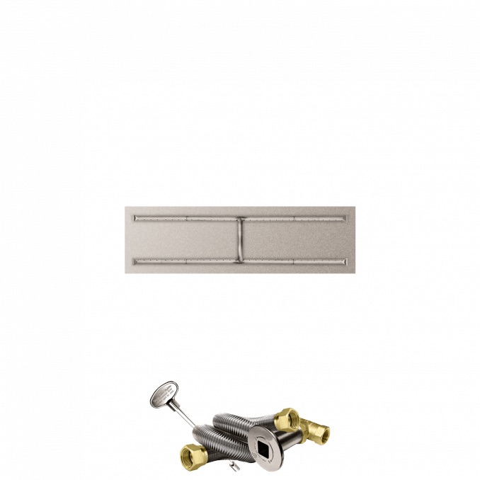 Firegear 50 Inch Rectangular Stainless Steel Natural Gas Flat Pan Burner System with Match Light Ignition