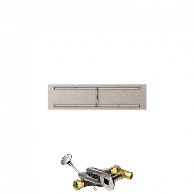 Firegear 51 Inch Rectangular Stainless Steel Natural Gas Flat Fire Pit Pan with H Burner and Match Light Ignition System