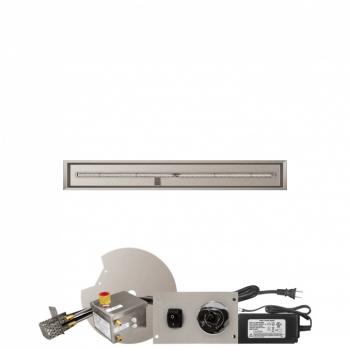 Firegear 60 Inch Linear Stainless Steel Gas Drop In Fire Pit Pan with T Burner and All Weather Electronic Ignition System350