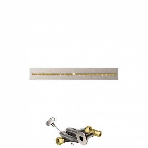 Firegear 60 Inch Linear Stainless Steel Natural Gas Flat Fire Pit Pan with Pro Series Brass T Burner and Match Light Ignition System