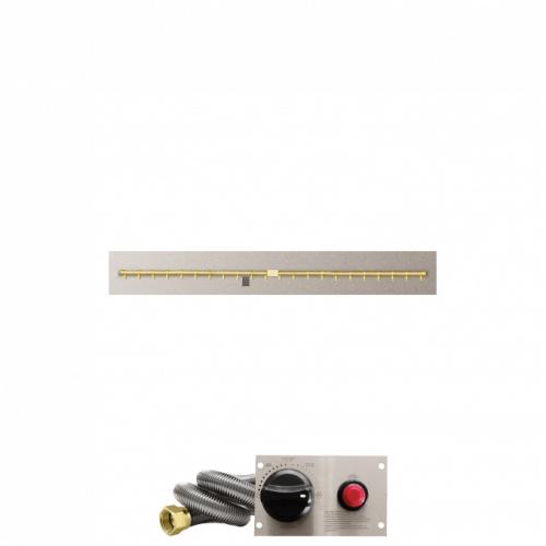 Firegear 60 Inch Linear Stainless Steel Natural Gas Flat Fire Pit Pan with Pro Series Brass T Burner and Safety Pilot Spark Ignition System