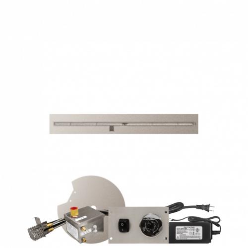 Firegear 60 Inch Linear Stainless Steel Propane Gas Flat Fire Pit Pan with T Burner and All Weather Electronic Ignition System