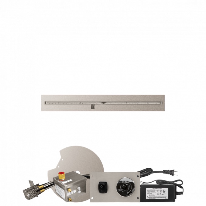 Firegear 60 Inch Linear Stainless Steel Propane Gas Flat Fire Pit Pan with T Burner and All Weather Electronic Ignition System