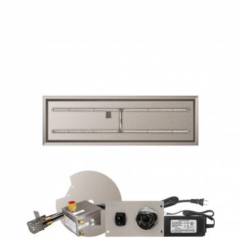 Firegear 60 Inch Rectangular Stainless Steel Gas Drop In Fire Pit Pan with H Burner and All Weather Electronic Ignition System350