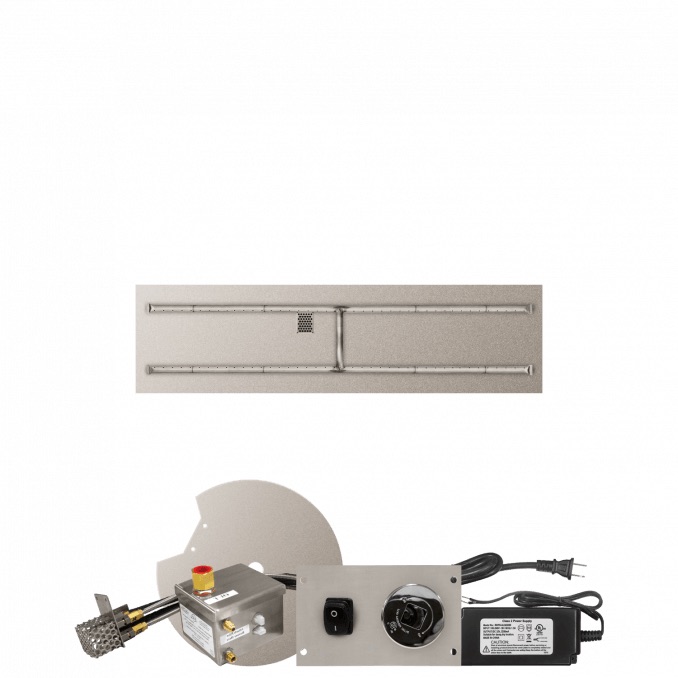 Firegear 60 Inch Rectangular Stainless Steel Propane Gas Flat Fire Pit Pan with H Burner and All Weather Electronic Ignition System