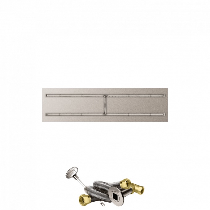 Firegear 60 Inch Rectangular Stainless Steel Natural Gas Flat Fire Pit Pan with H Burner and Match Light Ignition System