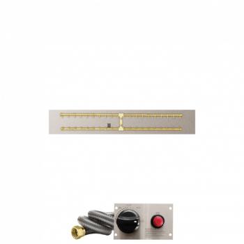 Firegear 60 Inch Rectangular Stainless Steel Gas Flat Fire Pit Pan with Pro Series Brass H Burner and Safety Pilot Spark Ignition System350