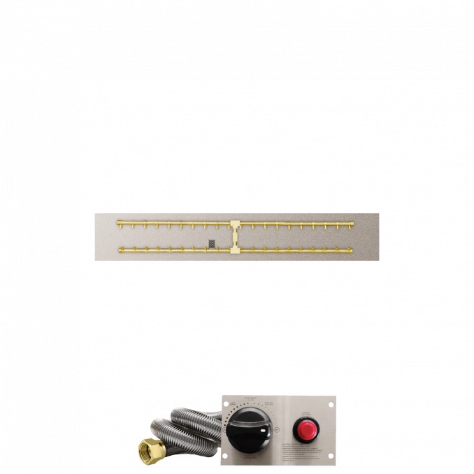 Firegear 60 Inch Rectangular Stainless Steel Propane Gas Flat Fire Pit Pan with Pro Series Brass H Burner and Safety Pilot Spark Ignition System