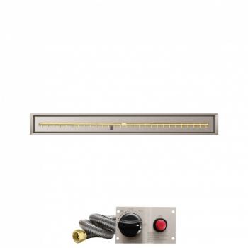 Firegear 72 Inch Linear Stainless Steel Gas Drop In Fire Pit Pan with Pro Series Brass T Burner and Safety Pilot Spark Ignition System350