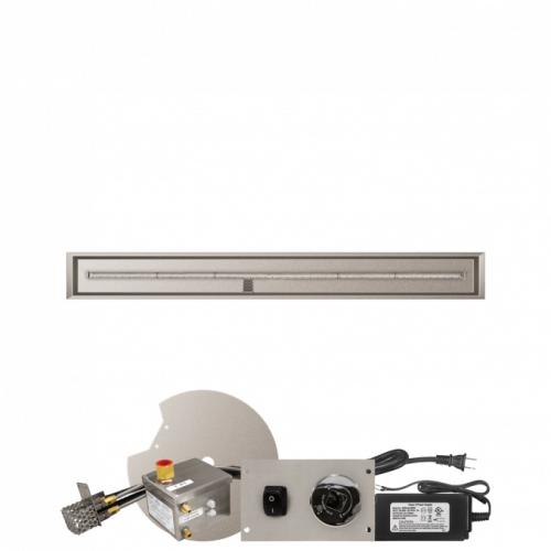 Firegear 72 Inch Linear Stainless Steel Propane Gas Drop In Fire Pit Pan with T Burner and All Weather Electronic Ignition System