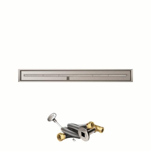 Firegear 72 Inch Linear Stainless Steel Natural Gas Drop In Fire Pit Pan with T Burner and Match Light Ignition System