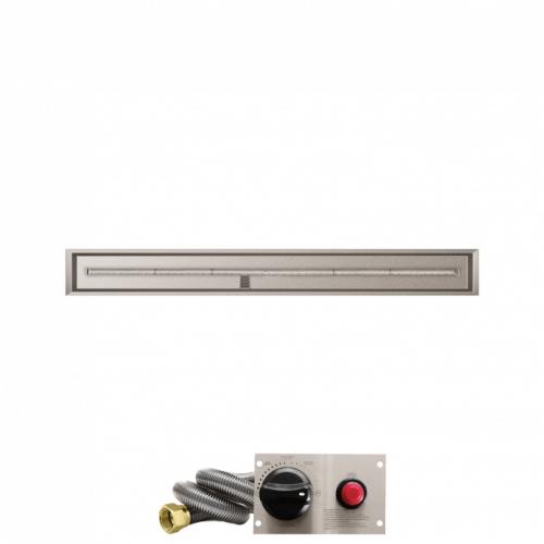 Firegear 72 Inch Linear Stainless Steel Propane Gas Drop In Fire Pit Pan with T Burner and Safety Pilot Spark Ignition System