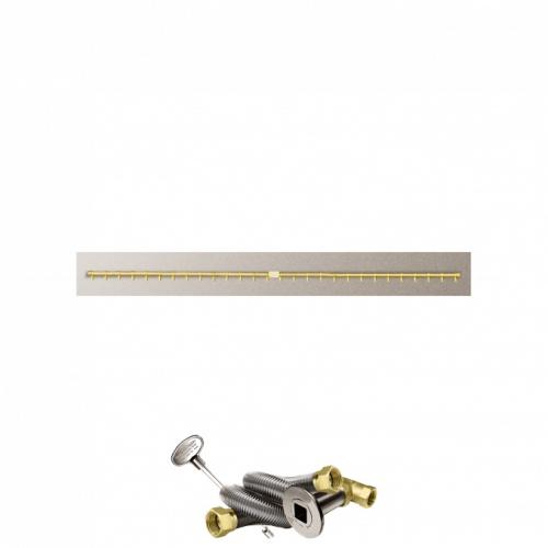 Firegear 72 Inch Linear Stainless Steel Natural Gas Flat Fire Pit Pan with Pro Series Brass T Burner and Match Light Ignition System