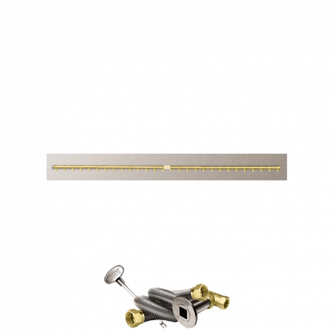 Firegear 72 Inch Linear Stainless Steel Natural Gas Flat Fire Pit Pan with Pro Series Brass T Burner and Match Light Ignition System