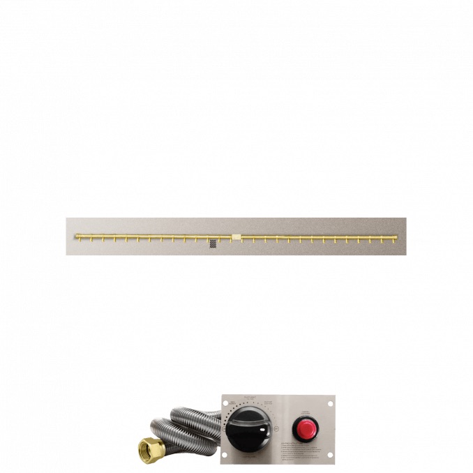 Firegear 72 Inch Linear Stainless Steel Natural Gas Flat Fire Pit Pan with Pro Series Brass T Burner and Safety Pilot Spark Ignition System