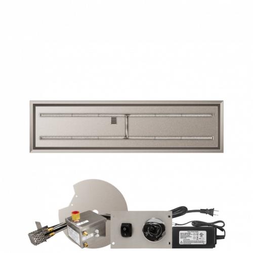 Firegear 72 Inch Rectangular Stainless Steel Propane Gas Drop In Fire Pit Pan with H Burner and All Weather Electronic Ignition System