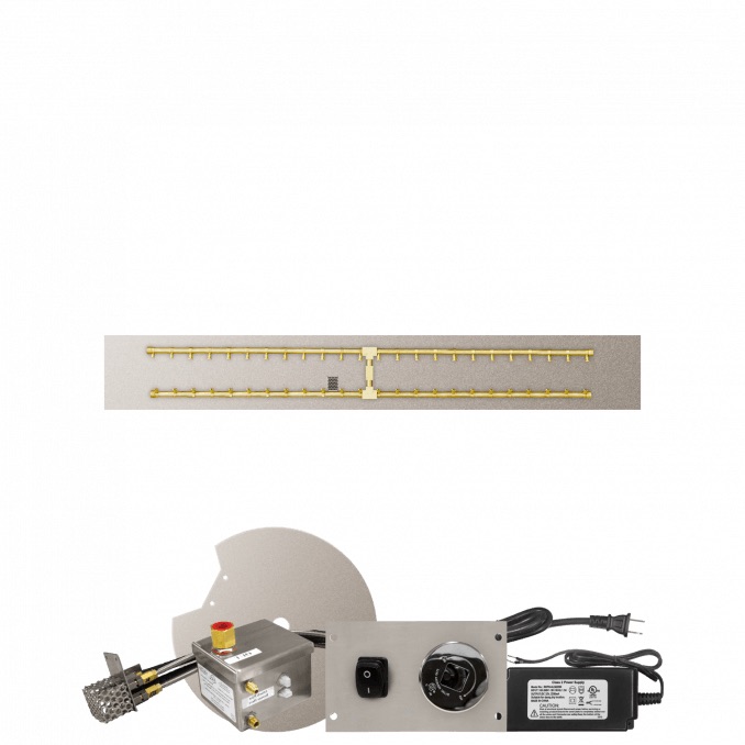 Firegear 72 Inch Rectangular Stainless Steel Propane Gas Flat Fire Pit Pan with Pro Series Brass H Burner and All Weather Electronic Ignition System