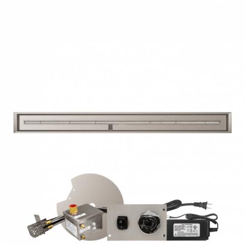 Firegear 84 Inch Linear Stainless Steel Natural Gas Drop In Fire Pit Pan with T Burner and All Weather Electronic Ignition System