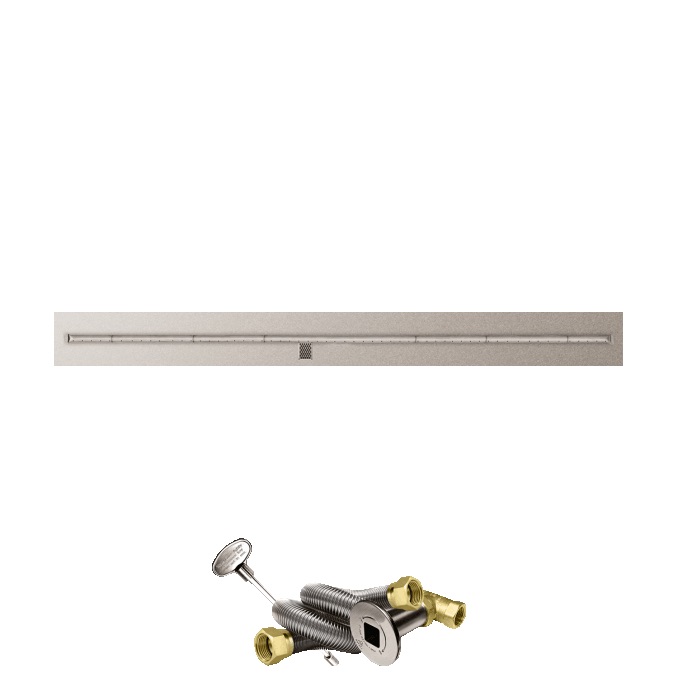 Firegear 84 Inch Linear Stainless Steel Natural Gas Flat Fire Pit Pan with T Burner and Match Light Ignition System