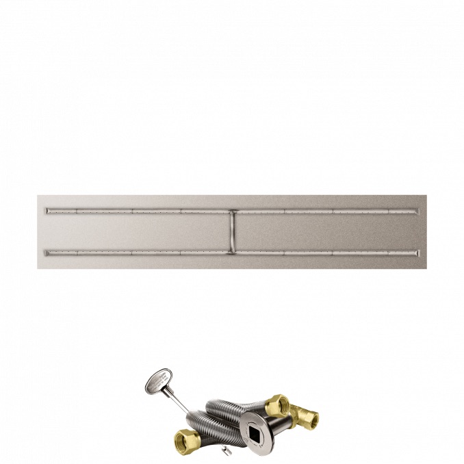 Firegear 84 Inch Rectangular Stainless Steel Natural Gas Flat Fire Pit Pan with H Burner and Match Light Ignition System